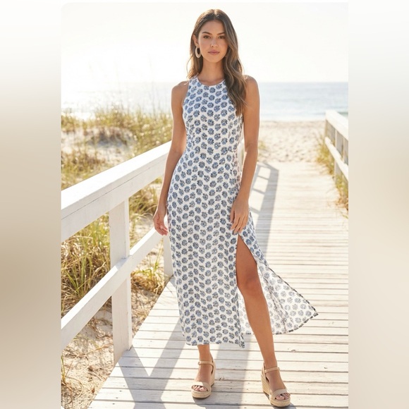 Lulus Flirty Fave Ivory Floral Print Tie-Back Midi Dress size dress size medium - Picture 1 of 10